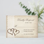 国ダブル素朴ハートウェディングRSVPカード 出欠カード (スタンド正面)