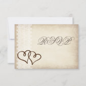 国ダブル素朴ハートウェディングRSVPカード 出欠カード (裏面)