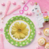 国デイジーパターン緑 ペーパープレート (パーティー)