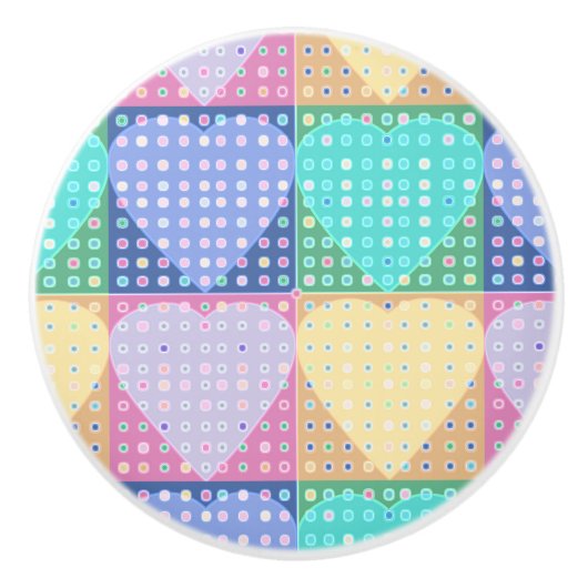 国ハートキルトブロック セラミックノブ (正面)