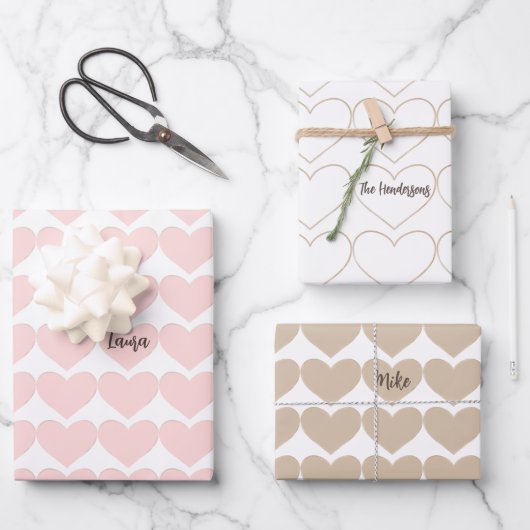 国ハート パーソナライズされた ラッピングペーパーシート (正面)