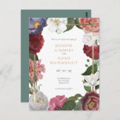 国バラフェイクゴールドフォイル日付を保存 ポストカード (正面/裏面)