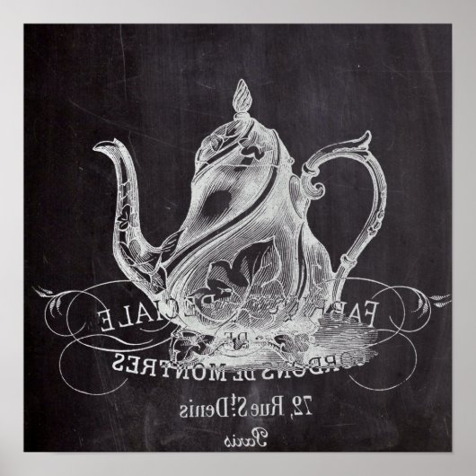 国パリフランスのティーパーティーシャルボードティーポット ポスター (正面)