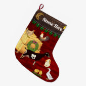 国パーソナライズされたのクリスマス·ラマンチャ山羊 ラージクリスマスストッキング (正面 (吊り時))