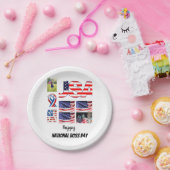 国パーソナライズされたボスの日8写真コラージュ ペーパープレート (パーティー)