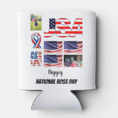 国パーソナライズされたボスの日8写真コラージュ 缶クーラー (裏面)