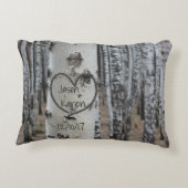 国パーソナライズされた刻素朴ハート アクセントクッション (裏面)