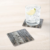 国パーソナライズされた刻素朴ハート スクエアペーパーコースター (インサイチュ)