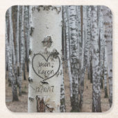 国パーソナライズされた刻素朴ハート スクエアペーパーコースター (正面)