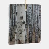 国パーソナライズされた刻素朴ハート セラミックオーナメント (右)