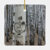 国パーソナライズされた刻素朴ハート セラミックオーナメント (裏面)