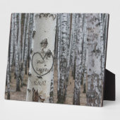 国パーソナライズされた刻素朴ハート フォトプラーク (側面)