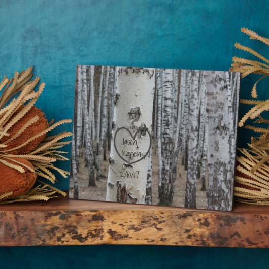 国パーソナライズされた刻素朴ハート フォトプラーク (側面)