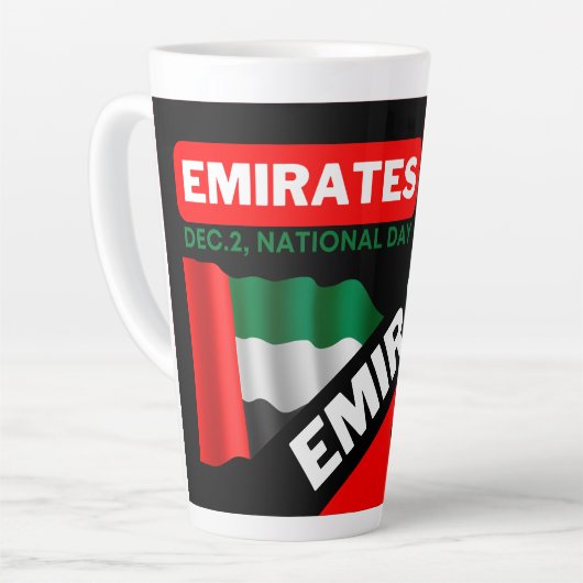 国パーソナライズされた国ア統一されたアラブ首長国国旗 カフェラテマグ (左アングル)