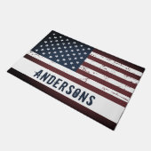 国パーソナライズされた国名アメリカ国旗 ドアマット (アングル)