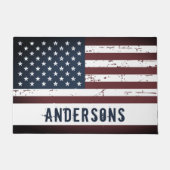 国パーソナライズされた国名アメリカ国旗 ドアマット (正面)