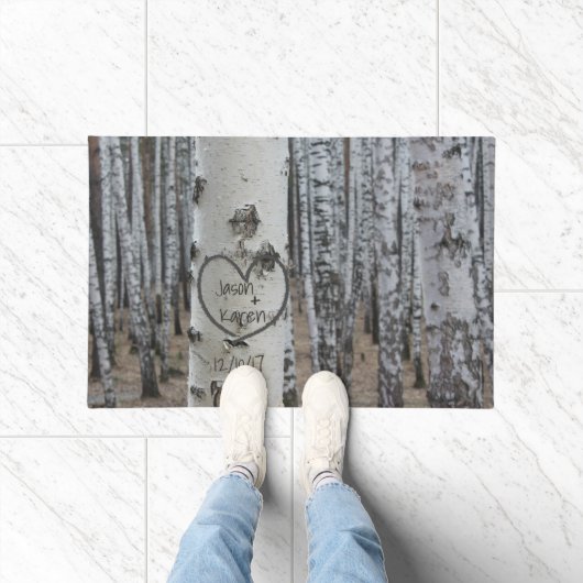 国パーソナライズされた彫り素朴ハートドアマット ドアマット (室内)