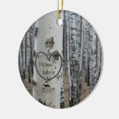 国パーソナライズされた彫素朴ハート金属ホーン セラミックオーナメント (左)