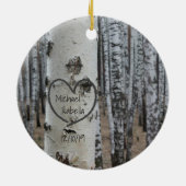 国パーソナライズされた彫素朴ハート金属ホーン セラミックオーナメント (裏面)