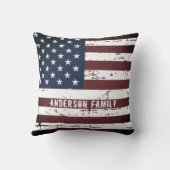 国パーソナライズされた族名米国国旗 クッション (裏面)