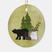 国パーソナライズされた素朴熊のクリスマス セラミックオーナメント (左)