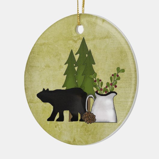 国パーソナライズされた素朴熊のクリスマス セラミックオーナメント (左)