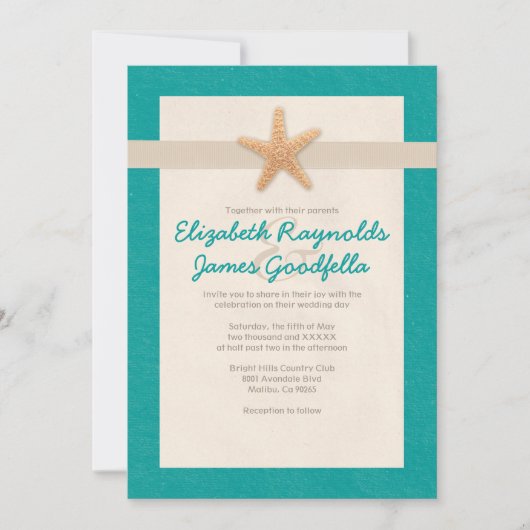 国ビーチ先結婚式招待状 招待状 (正面)