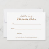 国ファッション小売ブティック、ギフト券 (裏面)