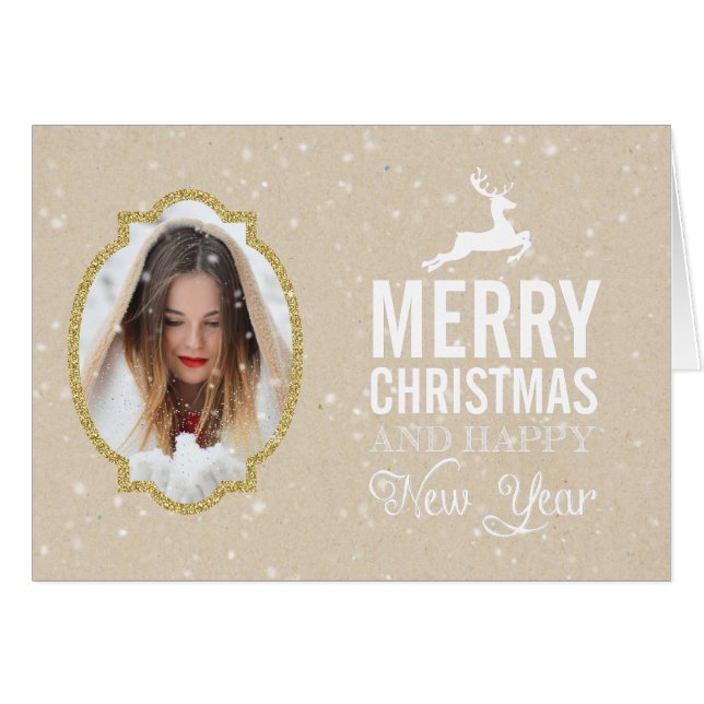 国フォトレースフレームクリスマスカード (正面横)