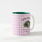 国フランスのの野菜キャベツ市松模様にピンク ツートーンマグカップ (正面右)