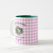 国フランスのの野菜キャベツ市松模様にピンク ツートーンマグカップ (正面左)