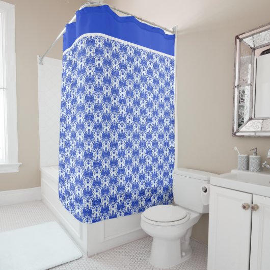 国フランスのの青と白 シャワーカーテン (インサイチュ)