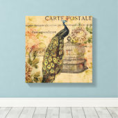 国フランスのアールヌーボーヴィンテージ孔雀 キャンバスプリント (インサイチュ (ウッドフロア))