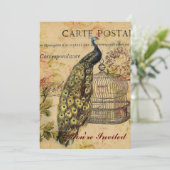 国フランスのアールヌーボーヴィンテージ孔雀 招待状 (スタンド正面)