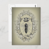 国フランスのシックなビクトリアン王冠クイーンビー ポストカード (正面/裏面)