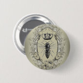 国フランスのシックなビクトリアン王冠クイーンビー 缶バッジ (正面&裏面)