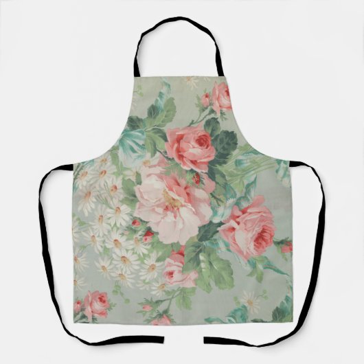 国フランスのヴィンテージアンティークキャベツバラ エプロン (正面)