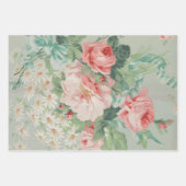 国フランスのヴィンテージアンティークキャベツバラ ラッピングペーパーシート (正面3)