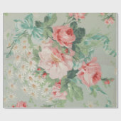 国フランスのヴィンテージアンティークキャベツバラ ラッピングペーパー (フラット)