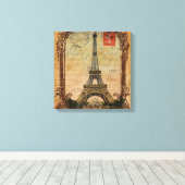 国フランスのヴィンテージモダンパリエッフェル塔 キャンバスプリント (インサイチュ (ウッドフロア))