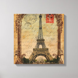 国フランスのヴィンテージモダンパリエッフェル塔 キャンバスプリント