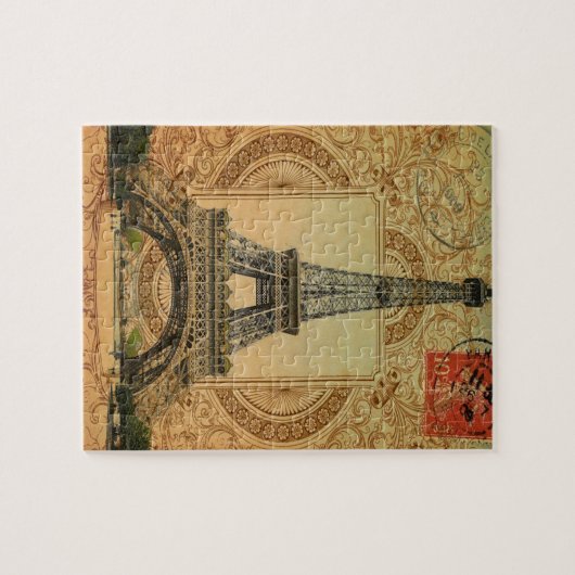 国フランスのヴィンテージモダンパリエッフェル塔 ジグソーパズル (横)