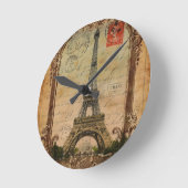 国フランスのヴィンテージモダンパリエッフェル塔 ラウンド壁時計 (傾斜)