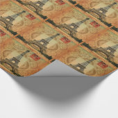 国フランスのヴィンテージモダンパリエッフェル塔 ラッピングペーパー (角)