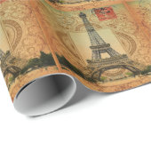 国フランスのヴィンテージモダンパリエッフェル塔 ラッピングペーパー (ロールコーナー)