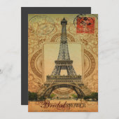国フランスのヴィンテージモダンパリエッフェル塔 招待状 (正面/裏面)