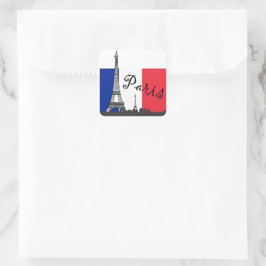 国フランスの旗とエッフェル塔 スクエアシール (バッグ)