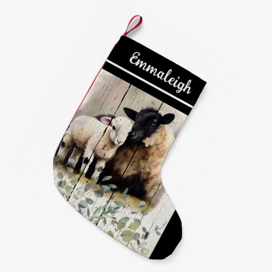 国フランスの植物学サフォークヒツジ スモールクリスマスストッキング (正面 (吊り時))