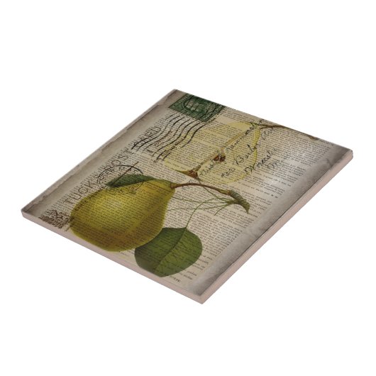 国フランスの植物性イラストレーションヴィンテージ梨 タイル (側面)