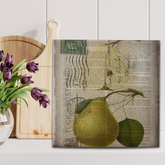国フランスの植物性イラストレーションヴィンテージ梨 タイル